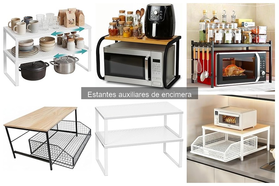 Estilos de estantes auxiliares de encimera para cocinas decorativas