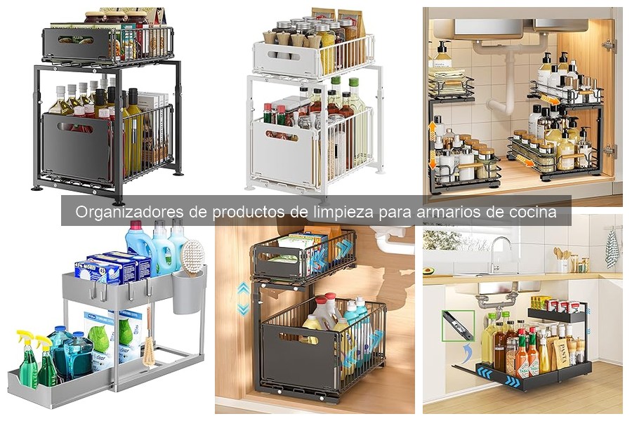 Organizador de productos de limpieza para armarios de cocina