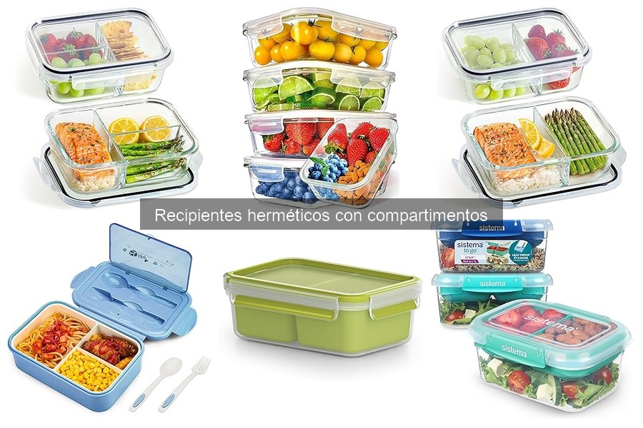 ** Recipientes herméticos con compartimentos para almacenamiento prolongado