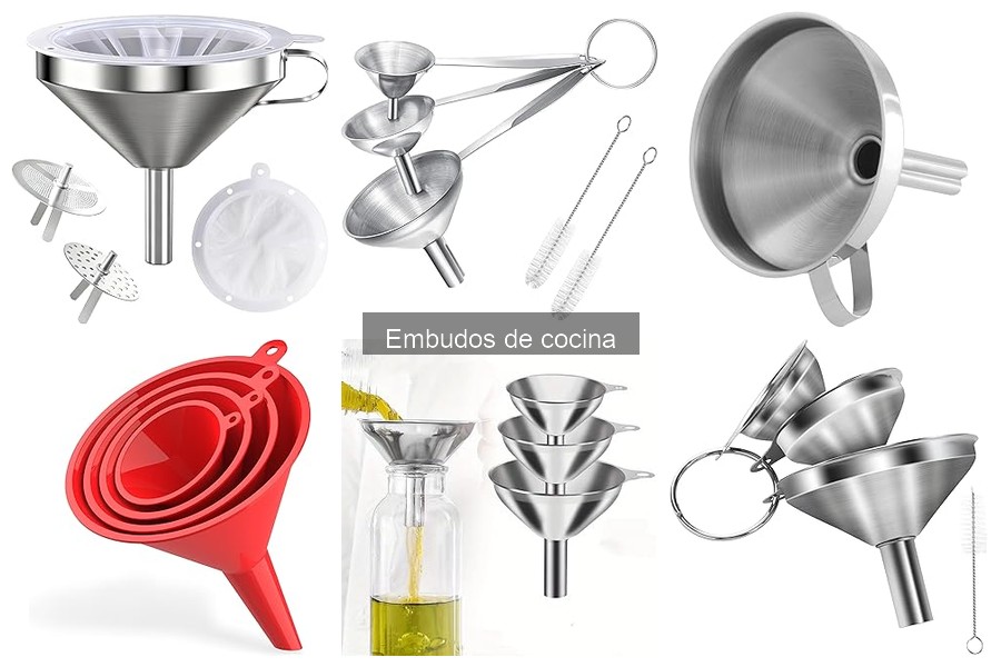 Tipos de embudos de cocina y sus usos prácticos
