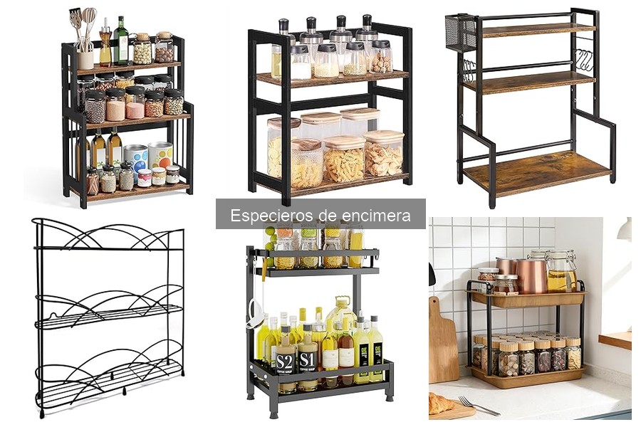 Tipos de especieros de encimera: madera, vidrio y metálicos