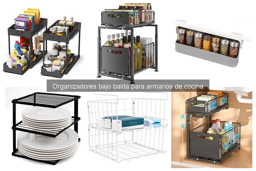 Tipos de organizadores bajo balda para armarios de cocina