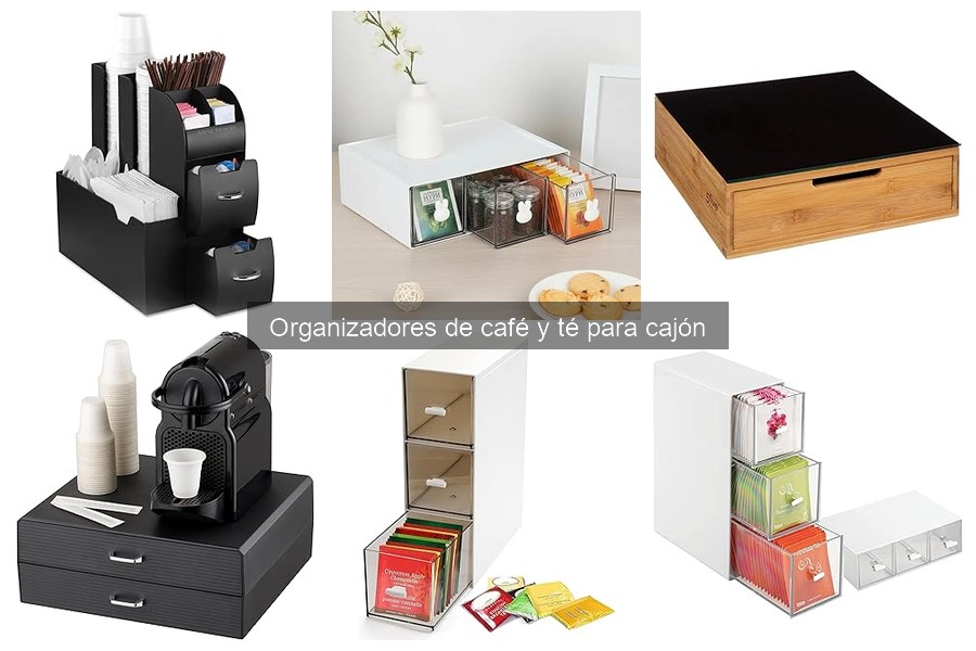 Tipos de organizadores de café y té para cajón